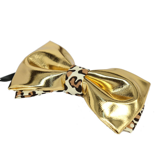 Shining Gold PU Men's Bow Tie Corsage Wedding Party Three-dimensional Bow Tie Gold Silver Black Multicolor