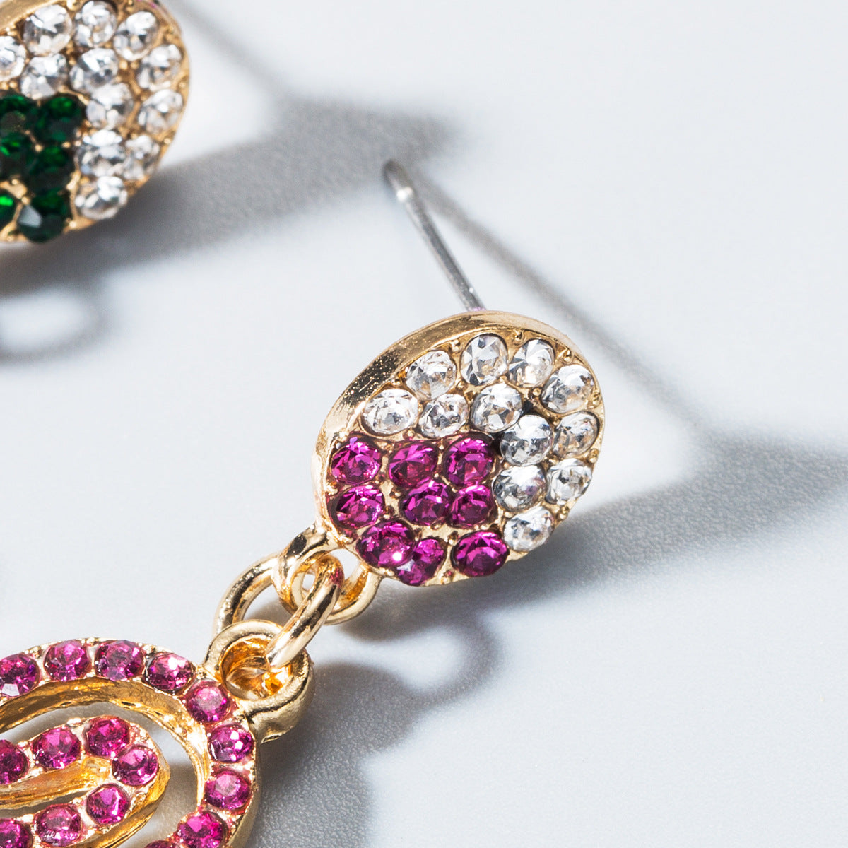 Creative earrings women's European and American style asymmetrical colored diamonds cactus flamingo earrings alloy color fashion earrings