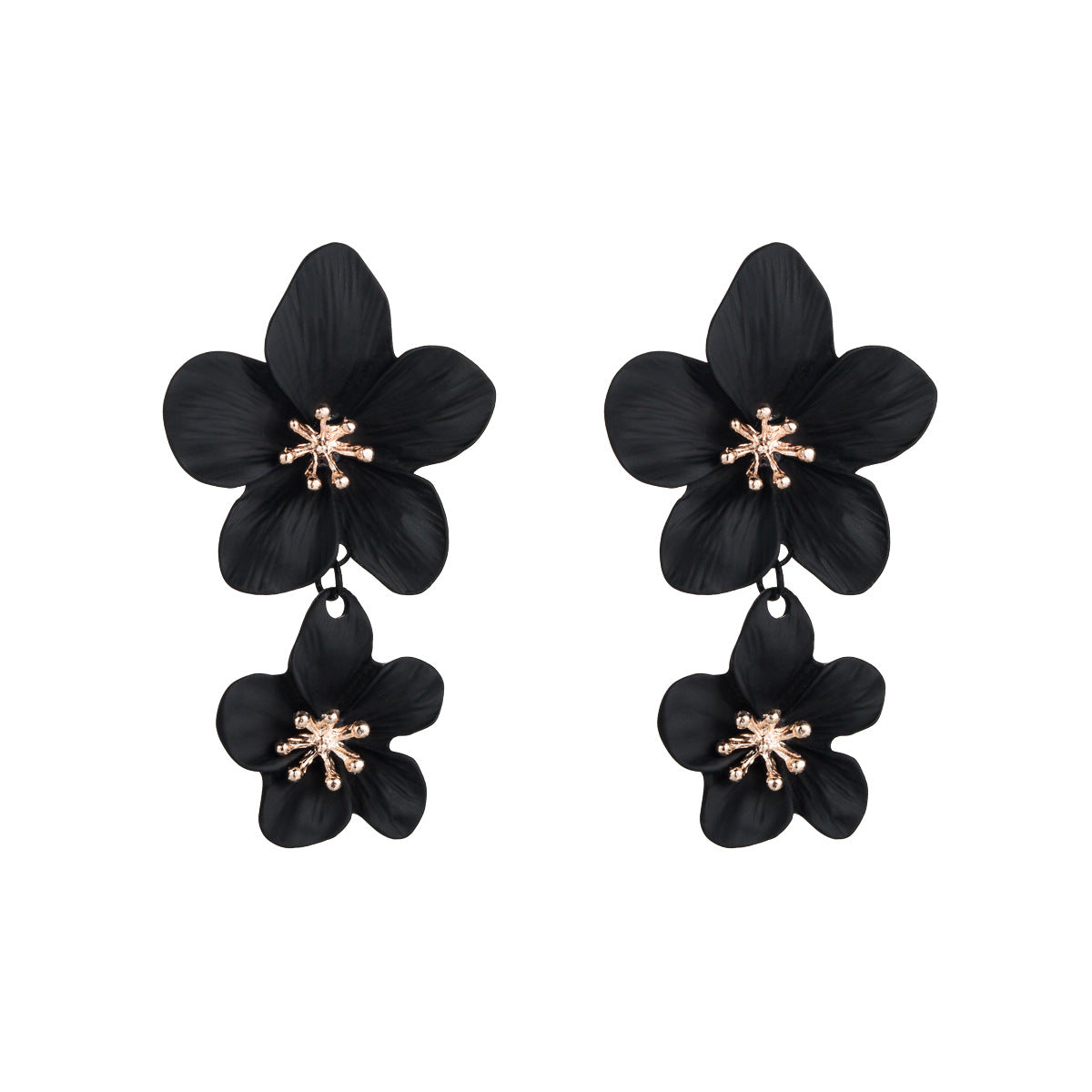 ins korean small fresh flower earrings women's bohemian style multicolor double layer long earrings european and american earrings