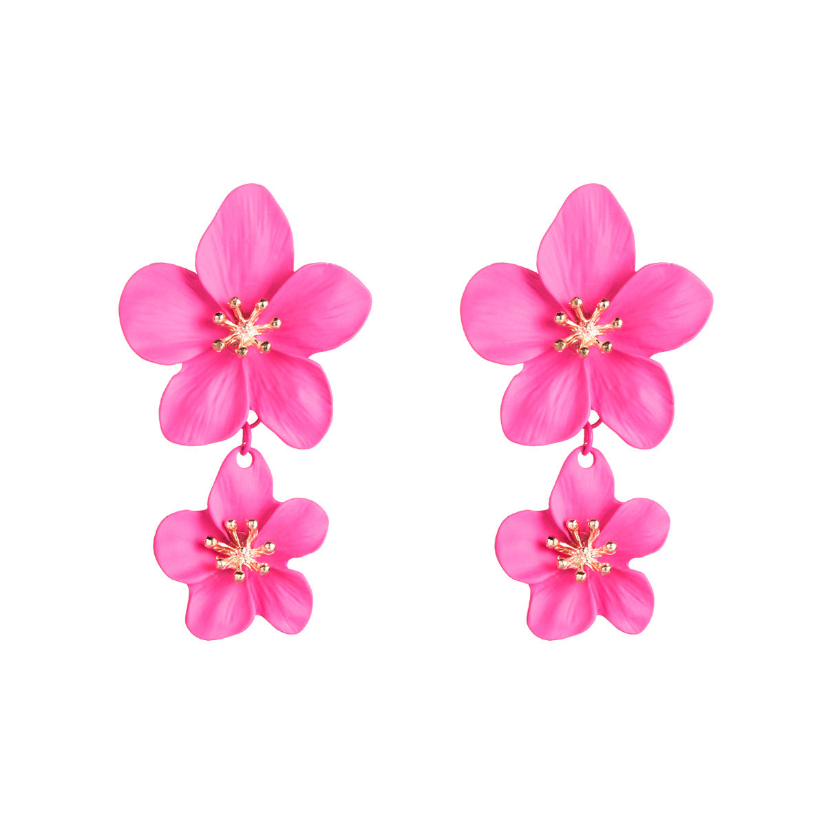 ins korean small fresh flower earrings women's bohemian style multicolor double layer long earrings european and american earrings