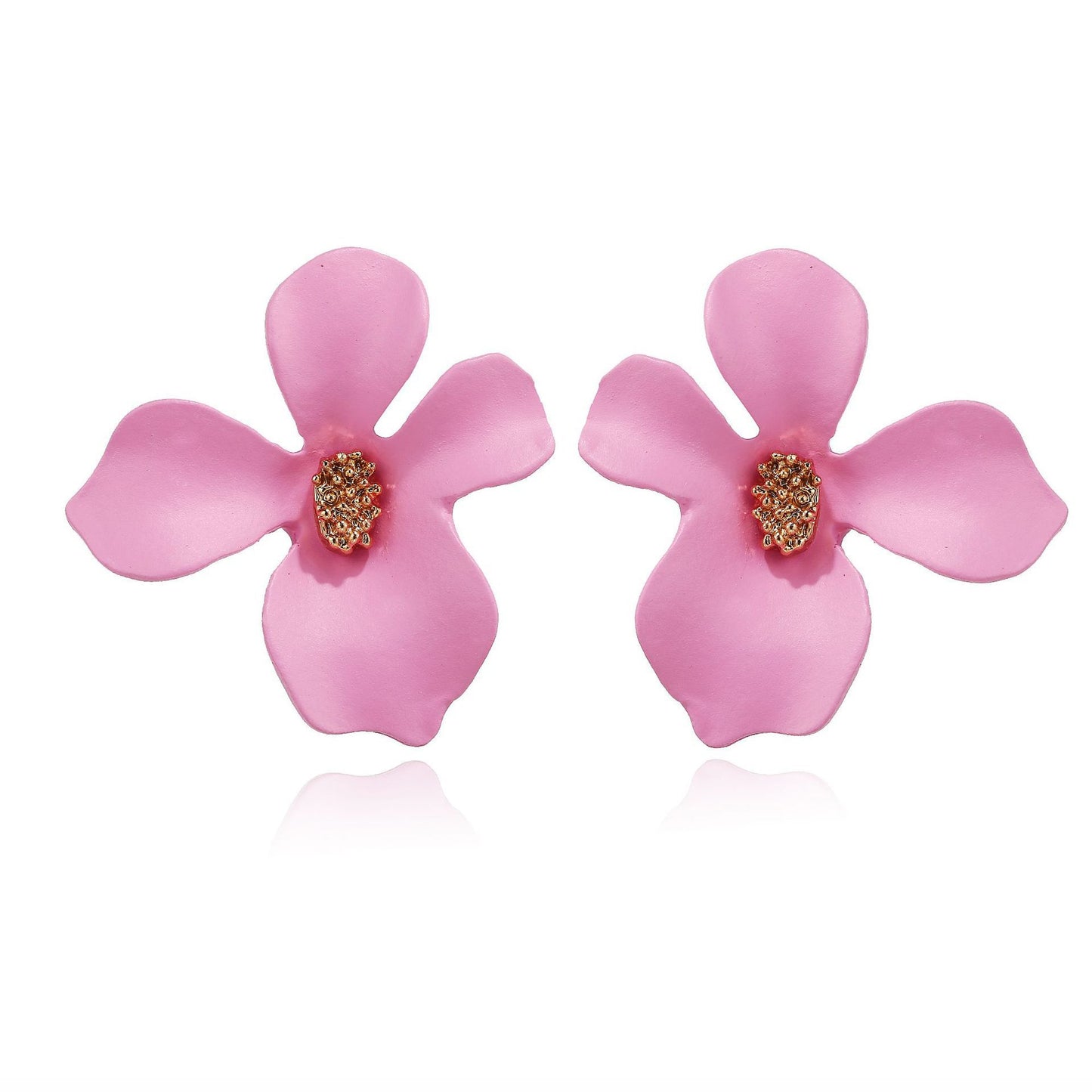 European and American exaggerated earrings, fashion temperament, flower earrings, alloy small fresh petal stud earrings, personality earring