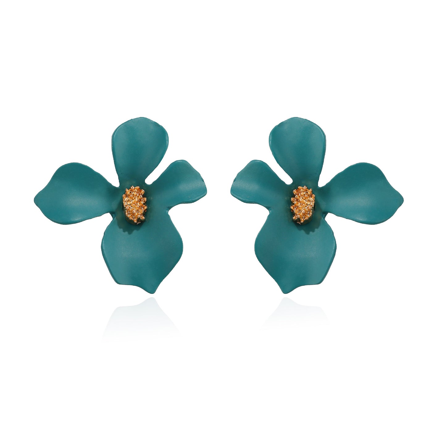 European and American exaggerated earrings, fashion temperament, flower earrings, alloy small fresh petal stud earrings, personality earring