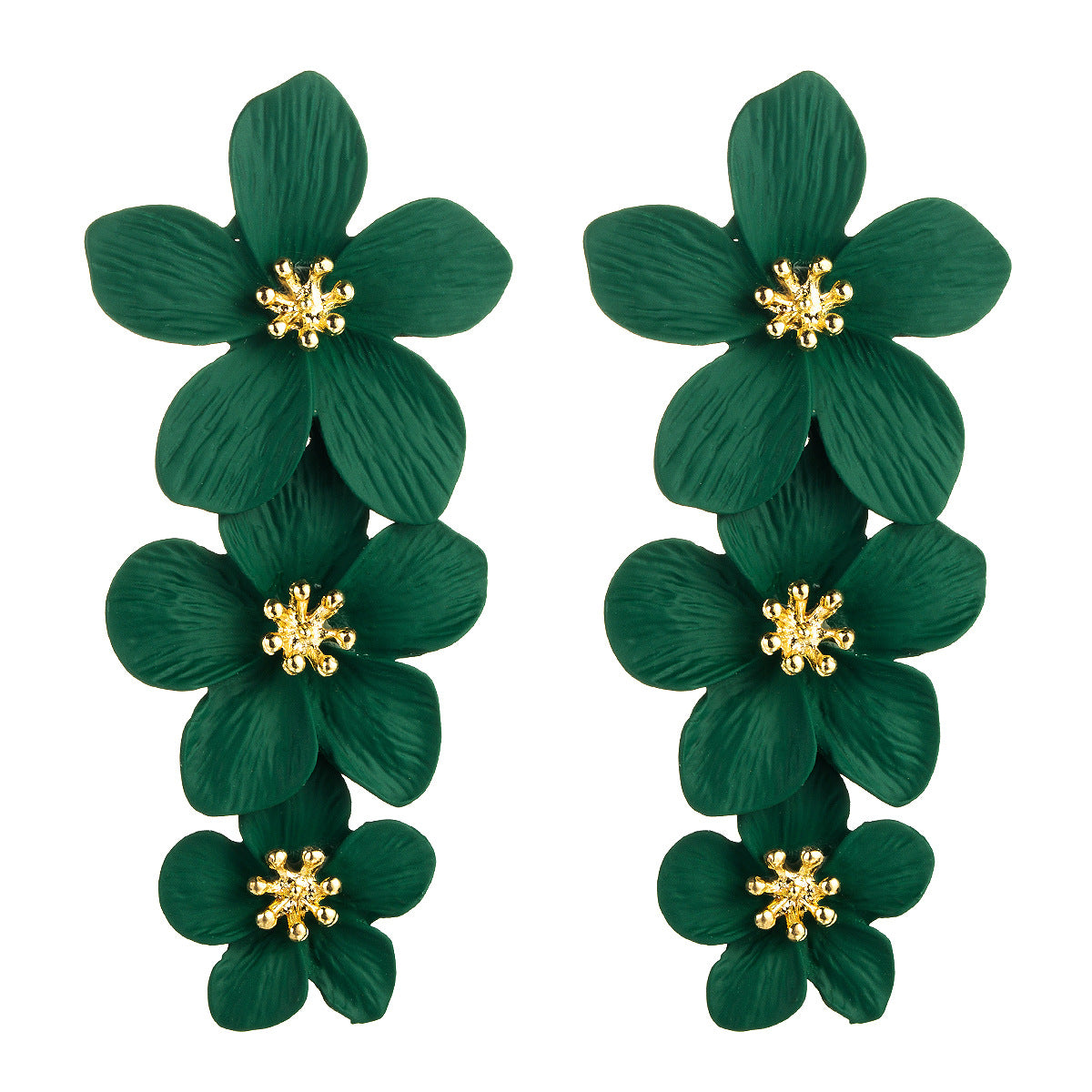 AliExpress explosive multi-layer flower earrings European and American alloy paint earrings fashion ins long earrings earring