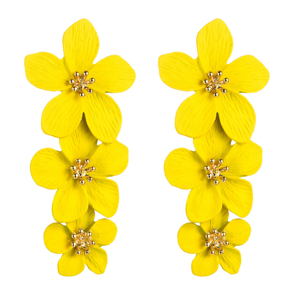 AliExpress explosive multi-layer flower earrings European and American alloy paint earrings fashion ins long earrings earring