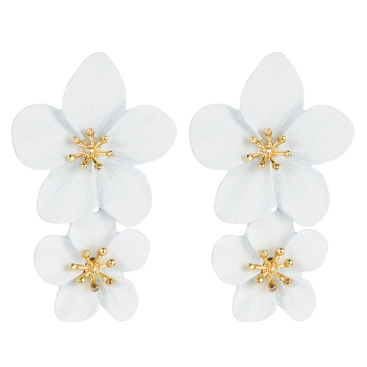 New versatile earrings Korean version geometric flower earrings women's ins fashion European and American earrings earrings