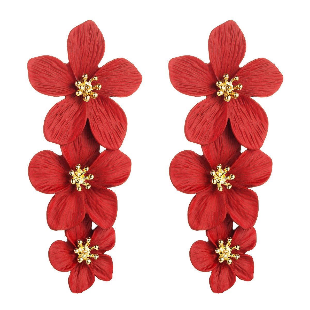 AliExpress explosive multi-layer flower earrings European and American alloy paint earrings fashion ins long earrings earring