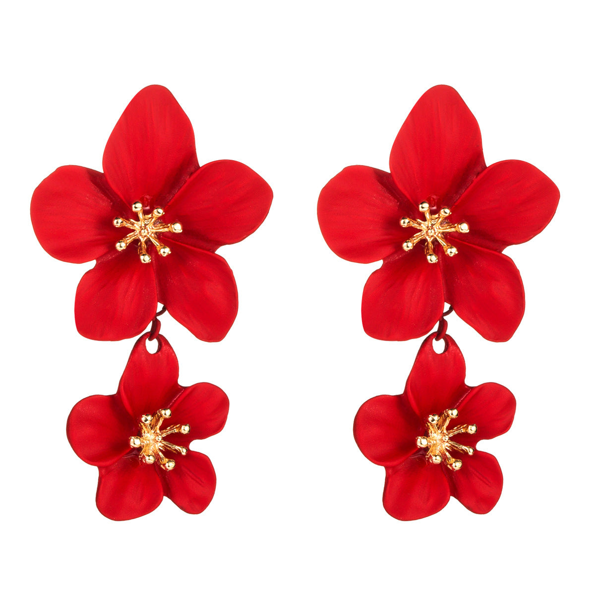 New versatile earrings Korean version geometric flower earrings women's ins fashion European and American earrings earrings