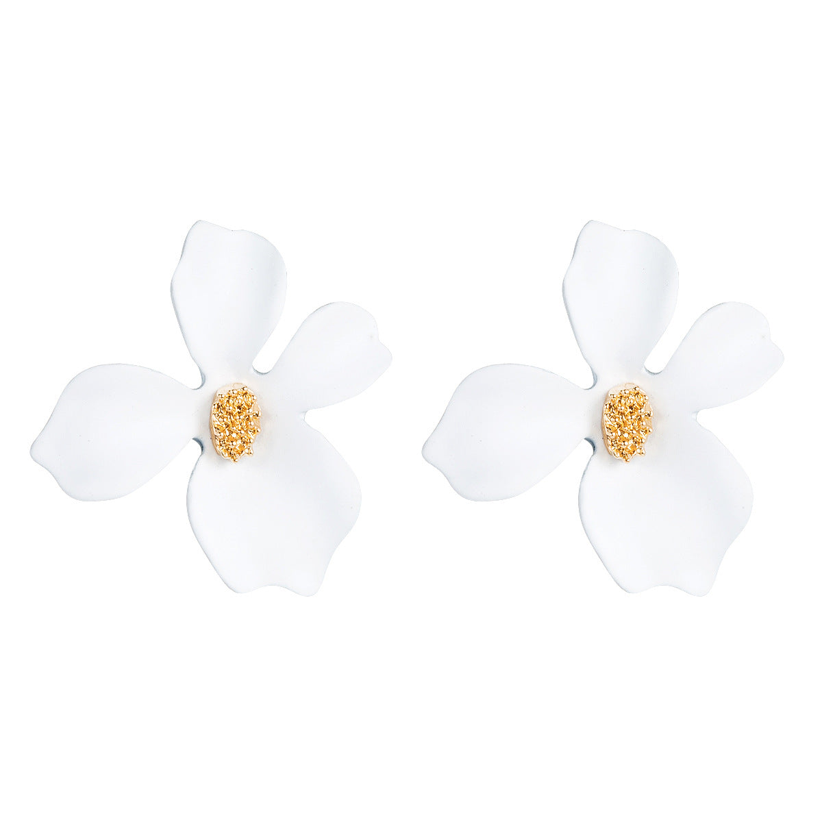 European and American exaggerated earrings, fashion temperament, flower earrings, alloy small fresh petal stud earrings, personality earring