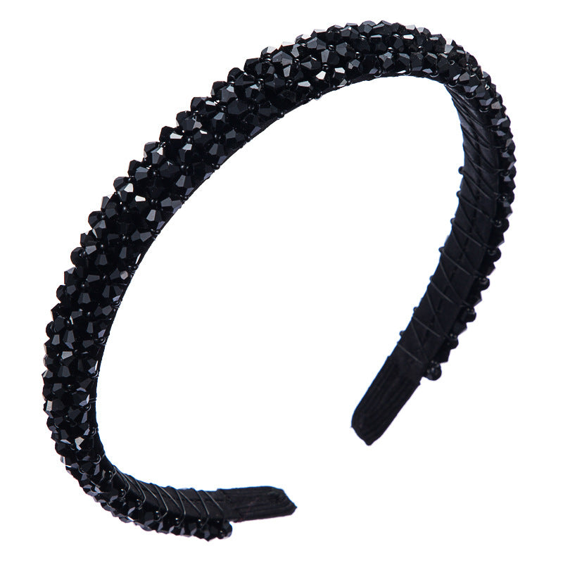 Cross-border hot source wholesale Korean version of thin edge crystal headbands, women's fashion super flash headbands, European and American party hair accessories