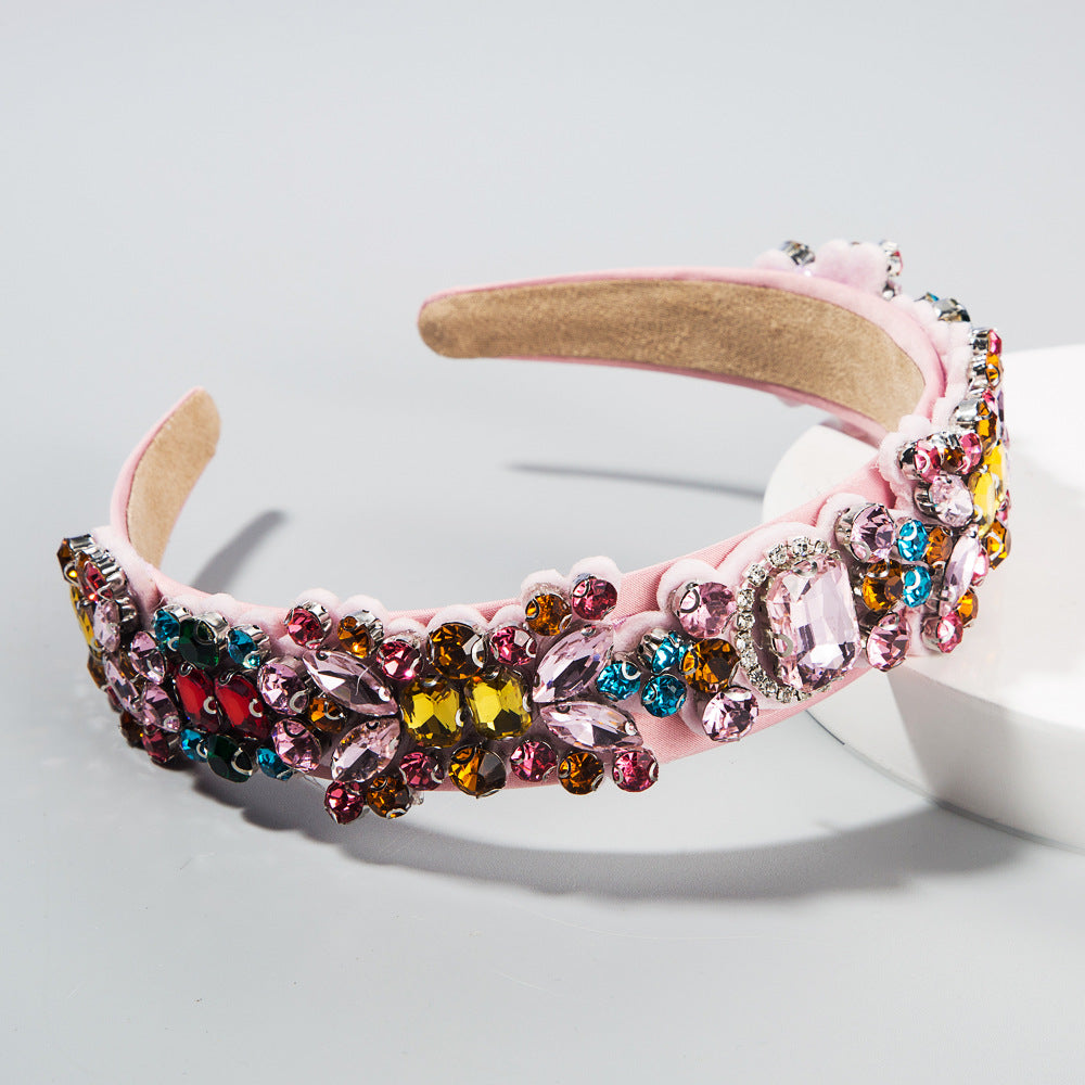 European and American headbands for ladies are versatile and creative out of the baroque retro headbands inlaid with colorful rhinestones full of diamonds hipster headwear