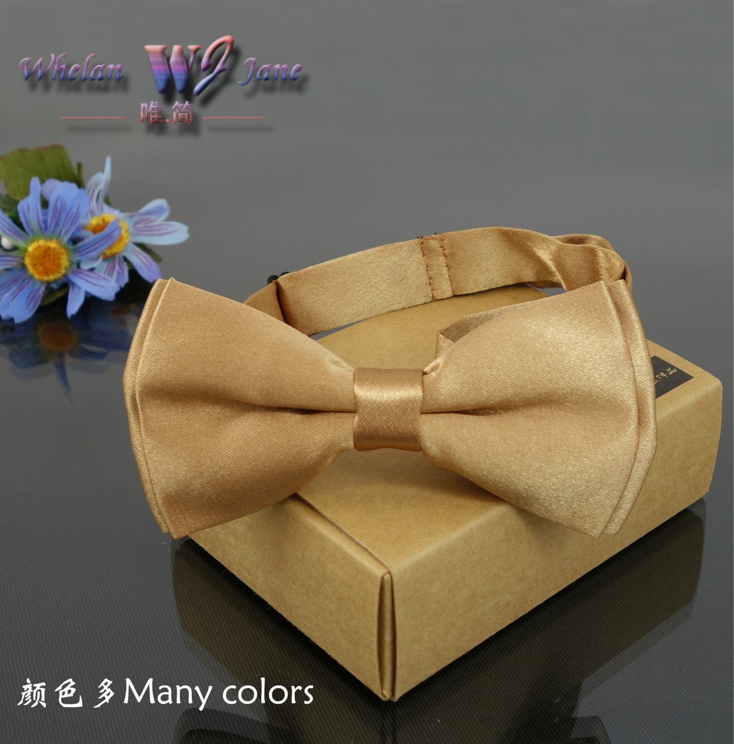 Men's and Women's Bow Tie Black Red Classic Knot Business Casual Bow Tie Solid Color Champagne Men's Bow Tie