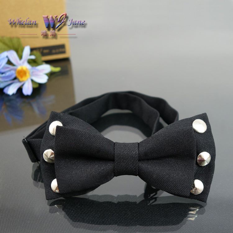 Bow tie for men, business casual, classic black punk bow tie, accessories, bow tie jewelry, metal bow