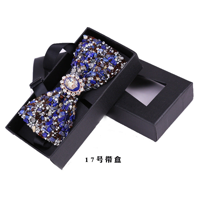 18 color gravel blue crystal bow tie men's wedding wedding colorful stone party suit suit formal collar flower