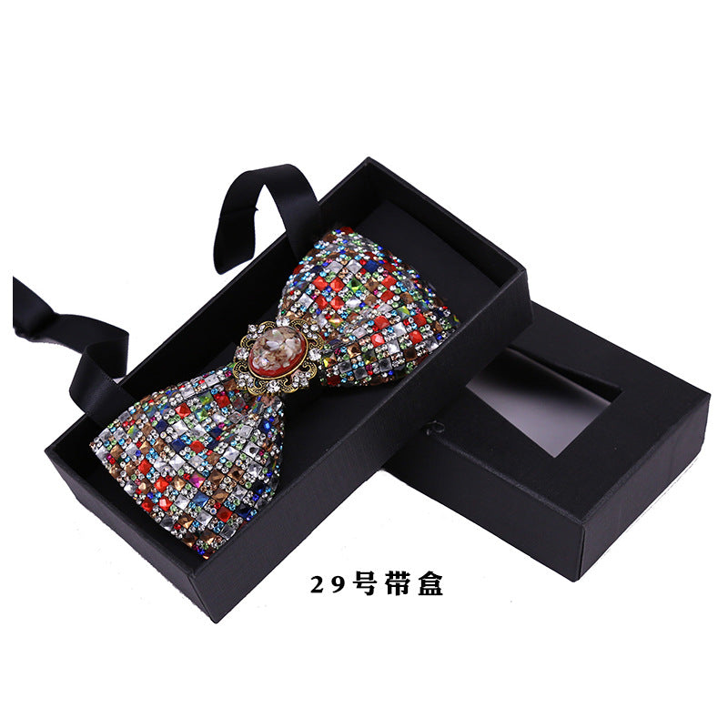 18 color gravel blue crystal bow tie men's wedding wedding colorful stone party suit suit formal collar flower