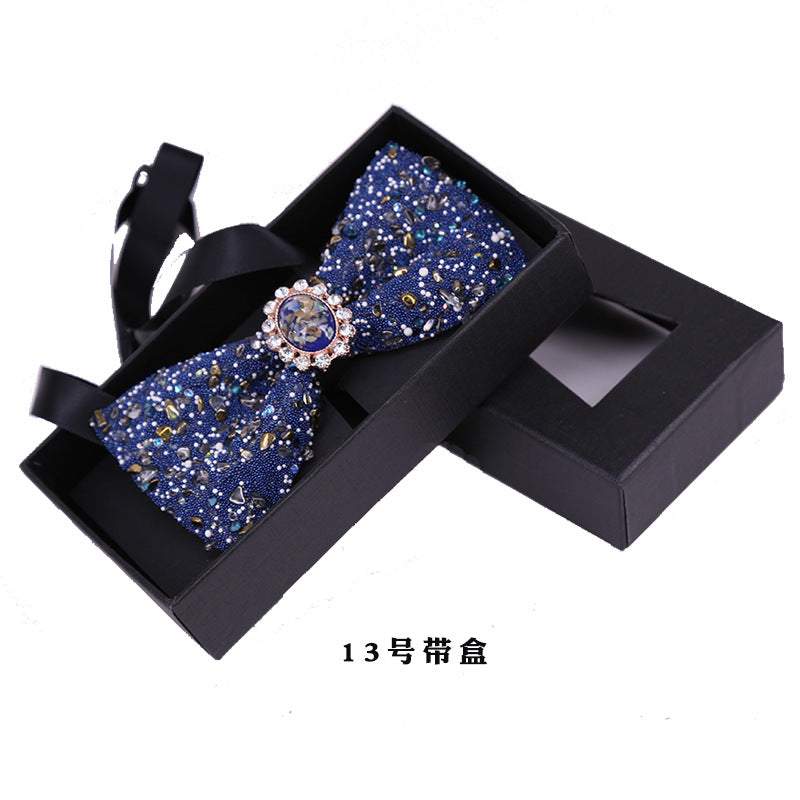 18 color gravel blue crystal bow tie men's wedding wedding colorful stone party suit suit formal collar flower