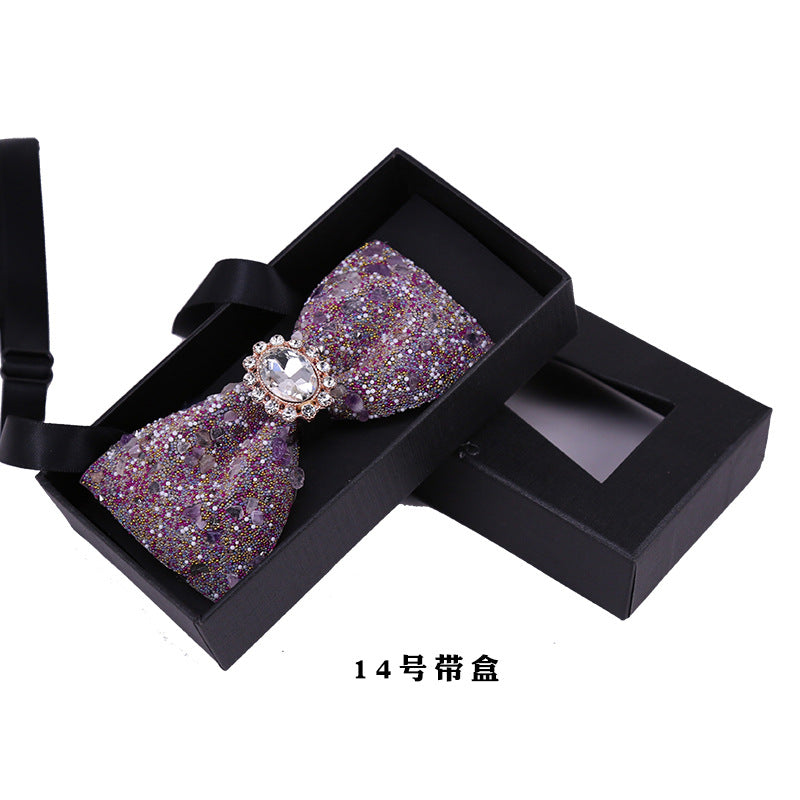 18 color gravel blue crystal bow tie men's wedding wedding colorful stone party suit suit formal collar flower