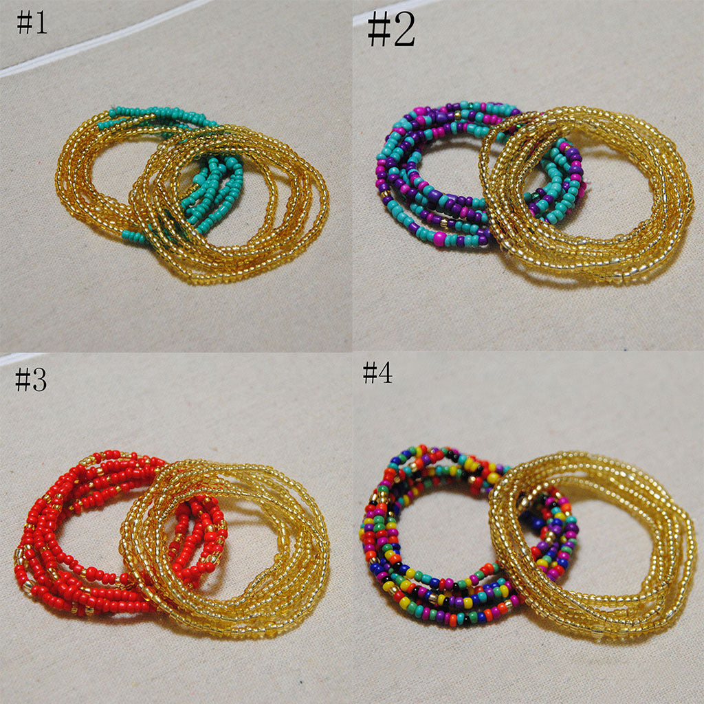 Accessories, European and American cross-border jewelry, simple double-layered handmade beaded body chain, versatile multi-color rice bead elastic waist chain