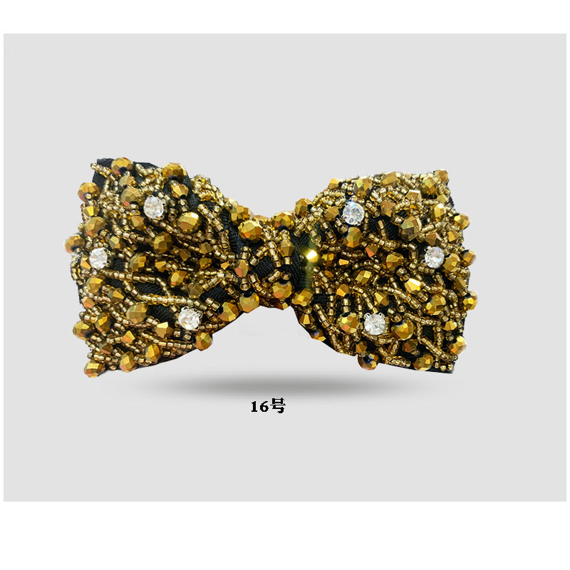 Men's Bow Tie Crystal Embroidery Bead Tube Bow Tie Wedding Banquet Clay Pot Crystal Bow Tie with Box Multicolor