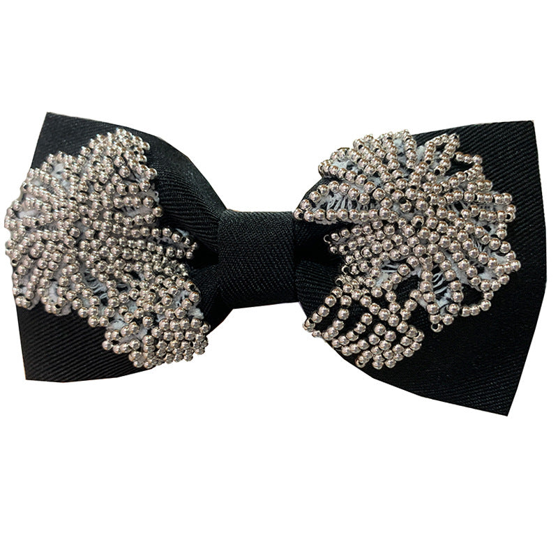 Men's Bow Tie Crystal Embroidery Bead Tube Bow Tie Wedding Banquet Clay Pot Crystal Bow Tie with Box Multicolor