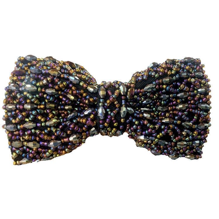 Men's Bow Tie Crystal Embroidery Bead Tube Bow Tie Wedding Banquet Clay Pot Crystal Bow Tie with Box Multicolor