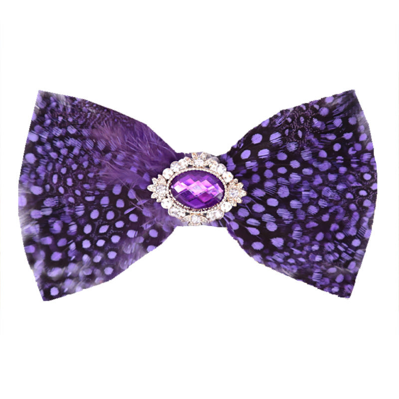 10 Feather Crystal Collar Wedding Banquet Clay Pot Men's Suit Collar Flower Bow Tie Suit Shirt Bow Tie