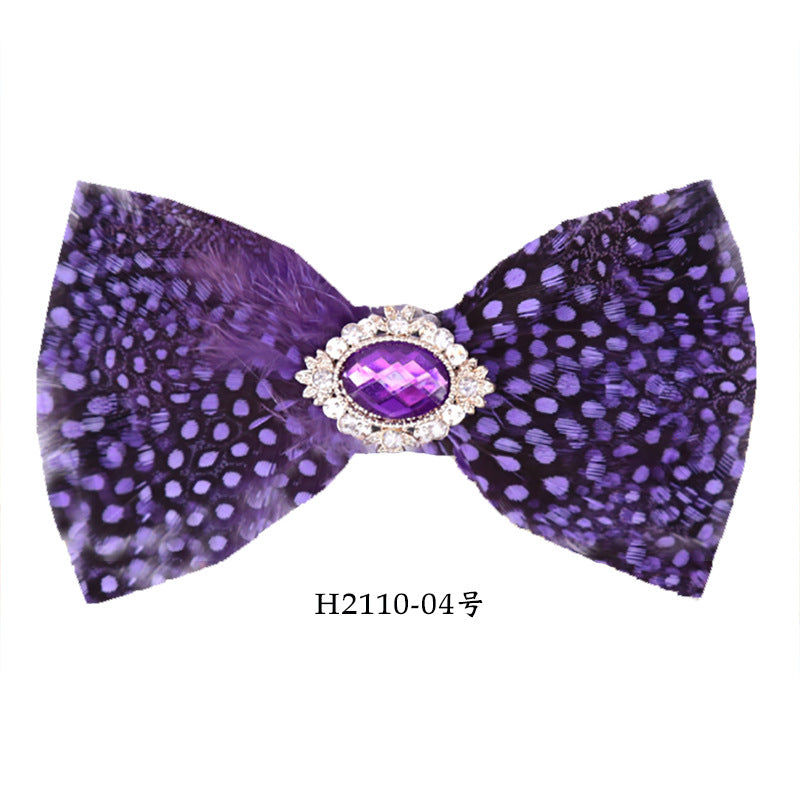 10 Feather Crystal Collar Wedding Banquet Clay Pot Men's Suit Collar Flower Bow Tie Suit Shirt Bow Tie