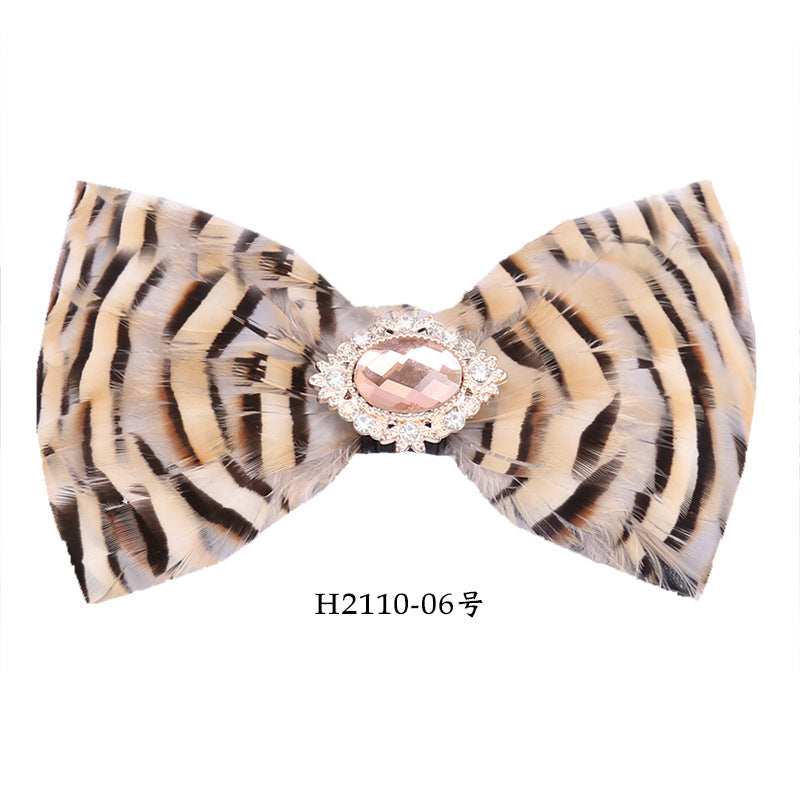 10 Feather Crystal Collar Wedding Banquet Clay Pot Men's Suit Collar Flower Bow Tie Suit Shirt Bow Tie