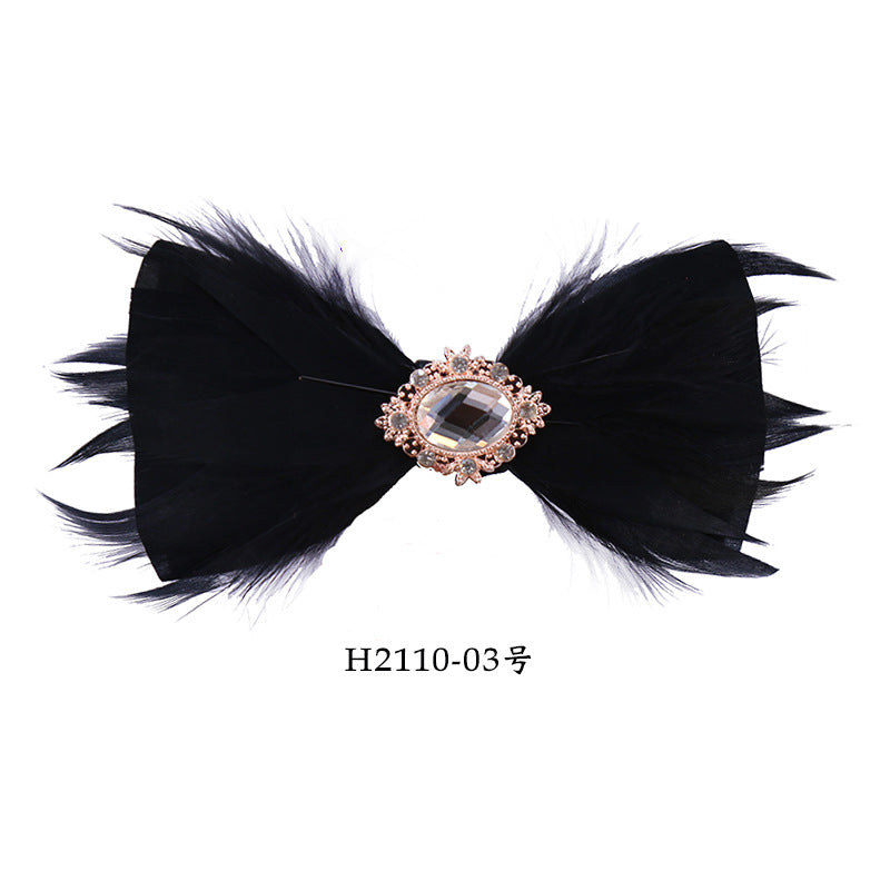 10 Feather Crystal Collar Wedding Banquet Clay Pot Men's Suit Collar Flower Bow Tie Suit Shirt Bow Tie