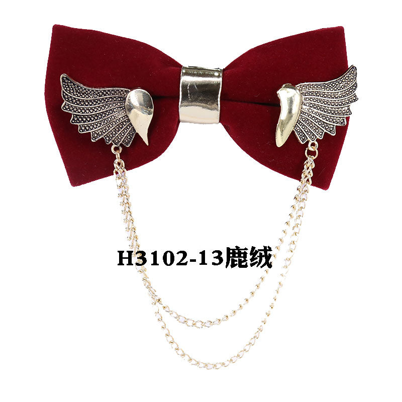 metal, wings, golden chain, goldfish, accessories, men's bow tie, Chinese style face collar flower