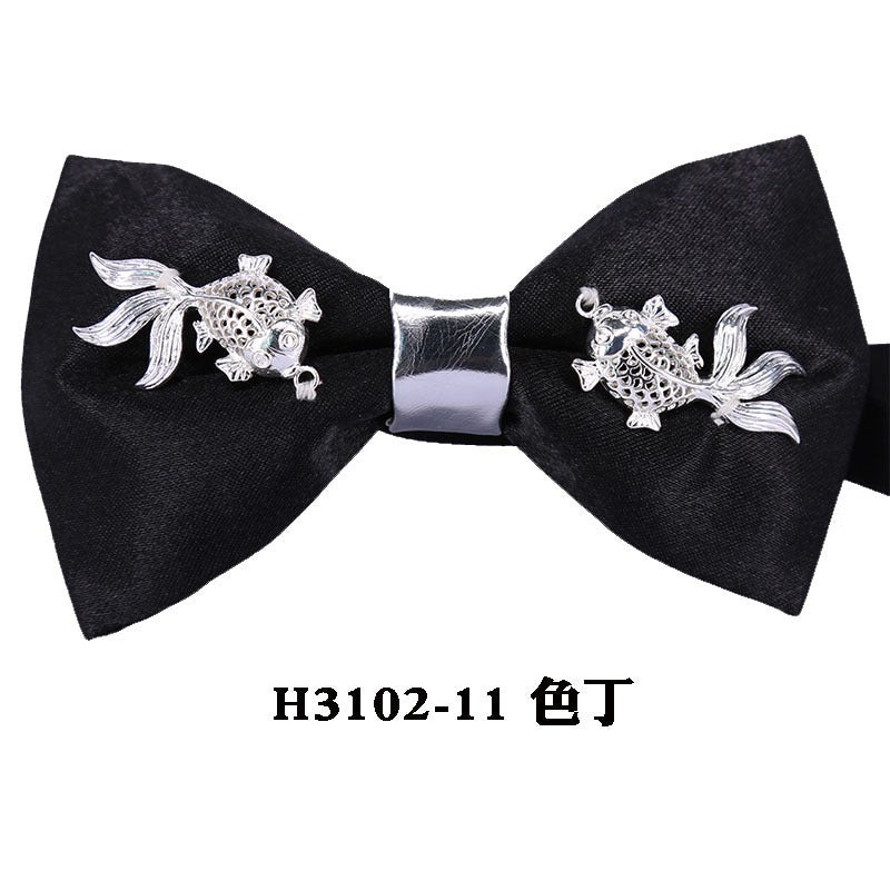 metal, wings, golden chain, goldfish, accessories, men's bow tie, Chinese style face collar flower