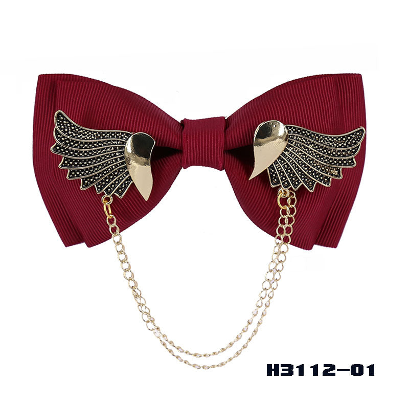 Wine Red Thread Men's Bowtie Classic Bowties Handprinted Bowtie 12CM Bowtie Wing Bowtie