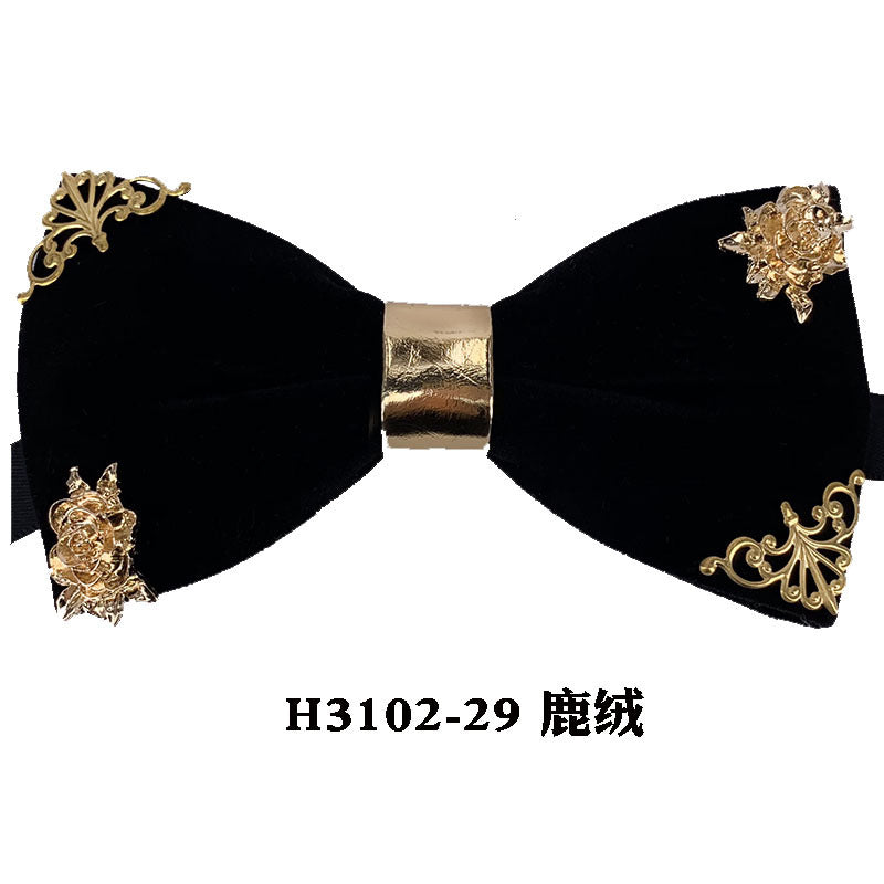 metal, wings, golden chain, goldfish, accessories, men's bow tie, Chinese style face collar flower