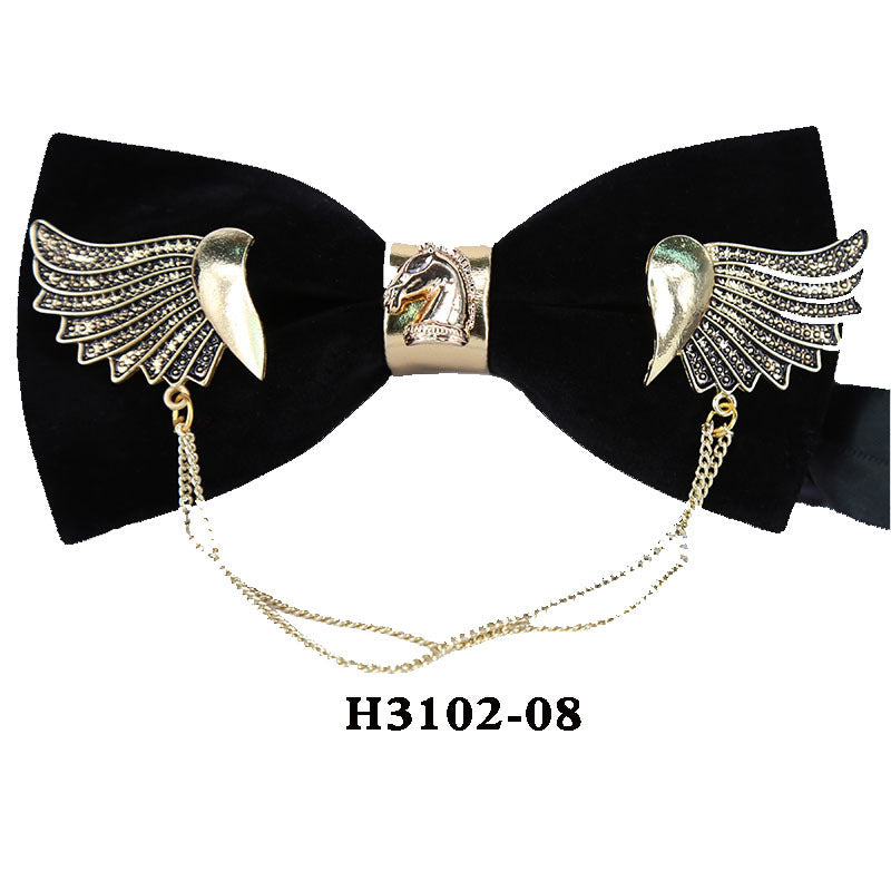 metal, wings, golden chain, goldfish, accessories, men's bow tie, Chinese style face collar flower