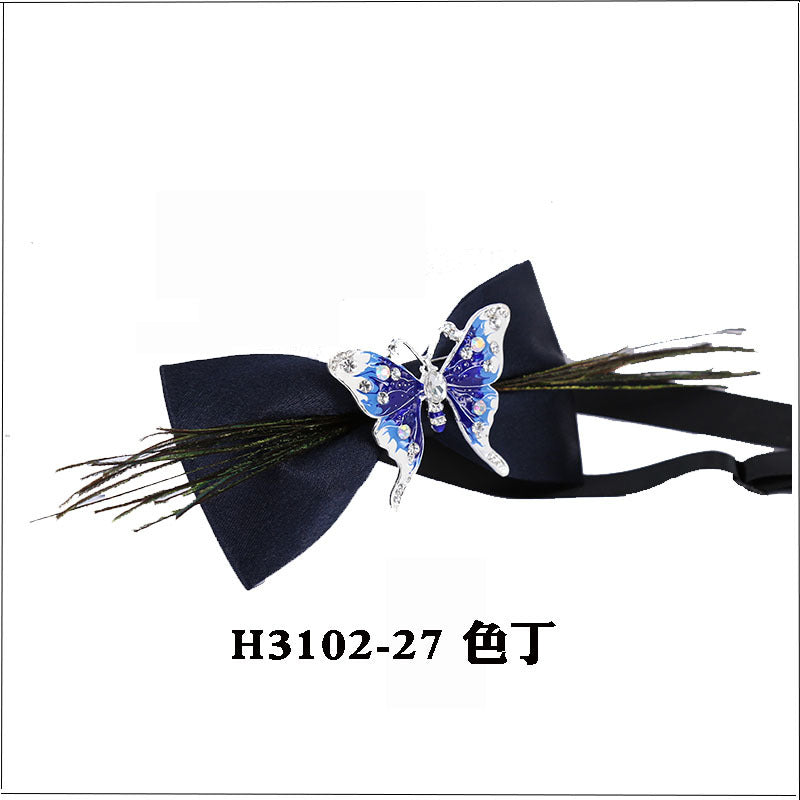 metal, wings, golden chain, goldfish, accessories, men's bow tie, Chinese style face collar flower