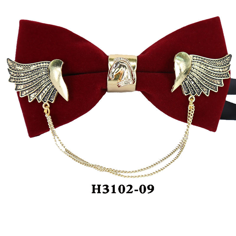 metal, wings, golden chain, goldfish, accessories, men's bow tie, Chinese style face collar flower