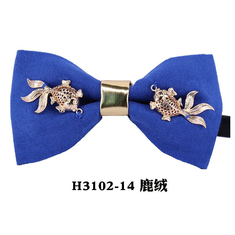 metal, wings, golden chain, goldfish, accessories, men's bow tie, Chinese style face collar flower