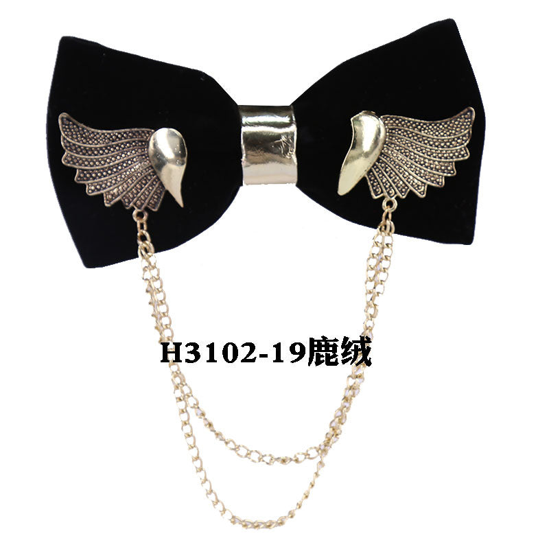 metal, wings, golden chain, goldfish, accessories, men's bow tie, Chinese style face collar flower