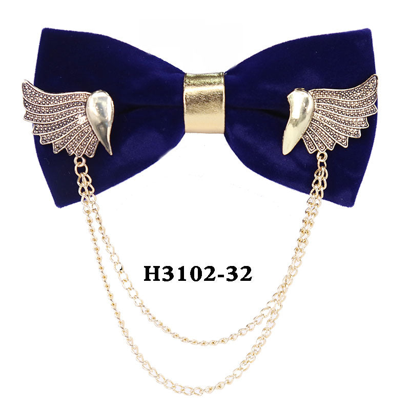 metal, wings, golden chain, goldfish, accessories, men's bow tie, Chinese style face collar flower