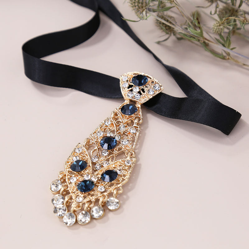 Metal Diamond Small Tie Men's Collar Wedding Dress Collar Flower Children's Gentleman Suit Shiny Crystal Tie