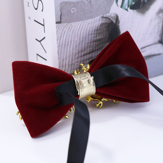 burgundy pomegranate bow tie men's wedding groomgroomsman party wedding banquet british men's suit collar flowers