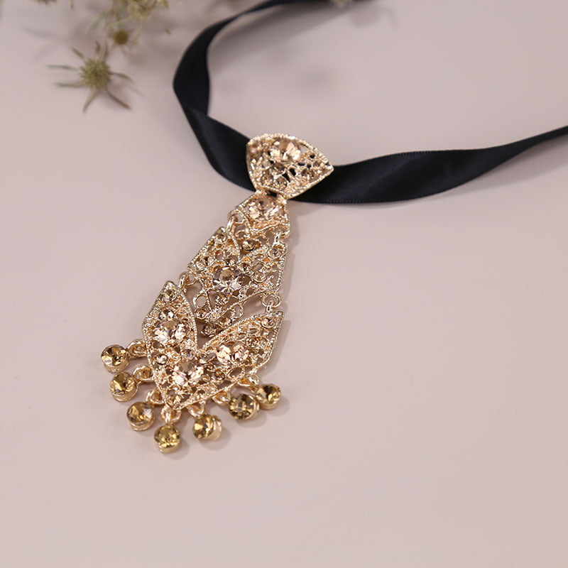 Metal Diamond Small Tie Men's Collar Wedding Dress Collar Flower Children's Gentleman Suit Shiny Crystal Tie