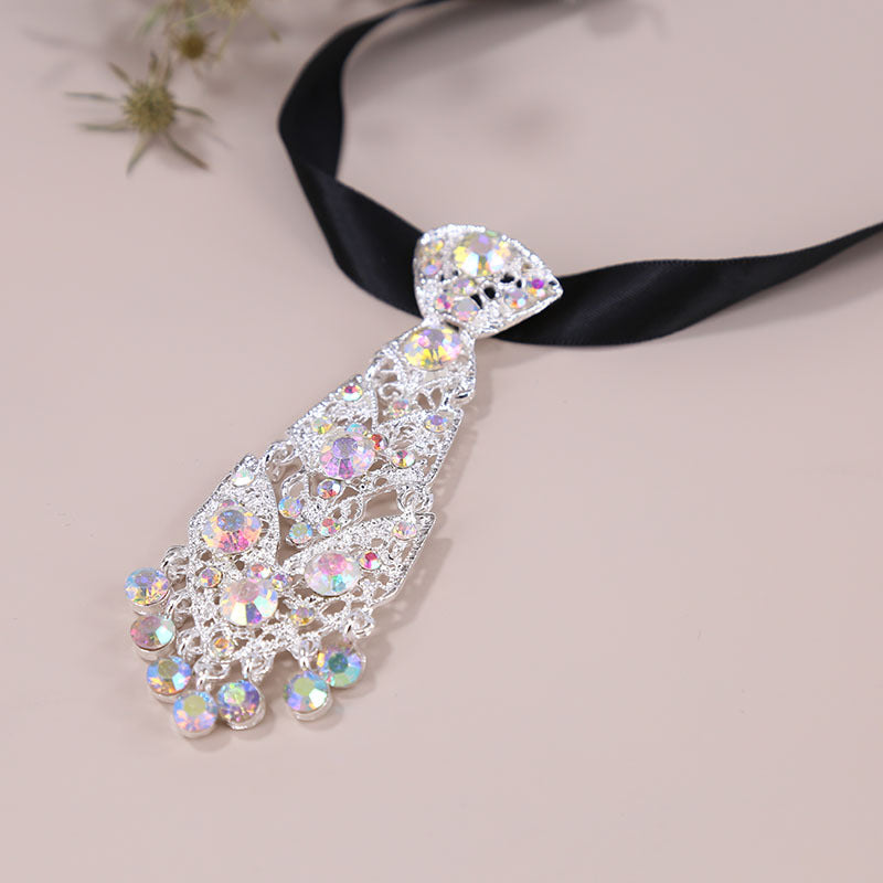 Metal Diamond Small Tie Men's Collar Wedding Dress Collar Flower Children's Gentleman Suit Shiny Crystal Tie