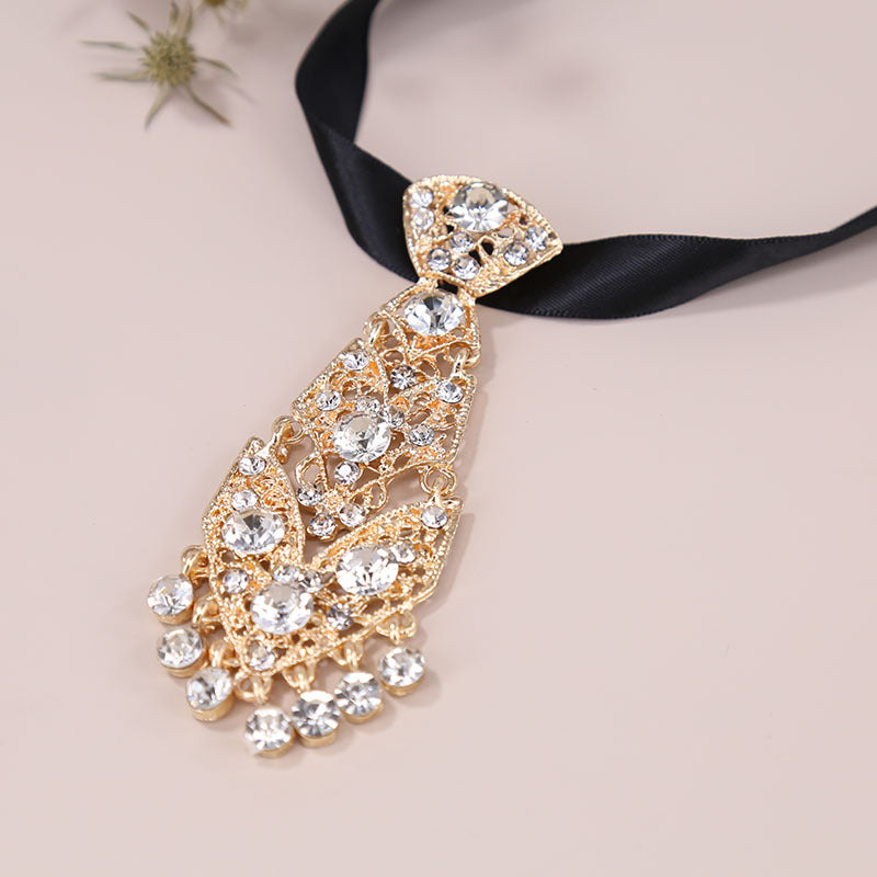 Metal Diamond Small Tie Men's Collar Wedding Dress Collar Flower Children's Gentleman Suit Shiny Crystal Tie