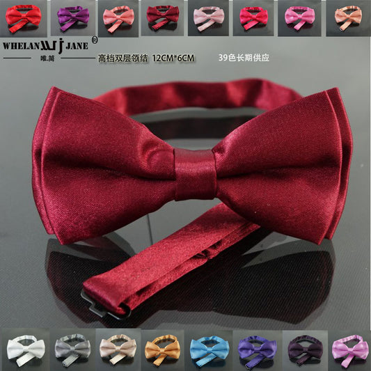 Men's and Women's Bow Tie Black Red Classic Knot Business Casual Bow Tie Solid Color Champagne Men's Bow Tie