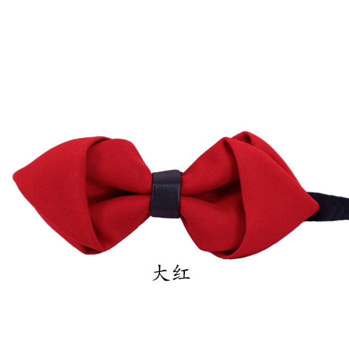 sharp angle bow tie wedding polyester silk bow tie men's solid color men's bow tie children's multi-color spot wholesale