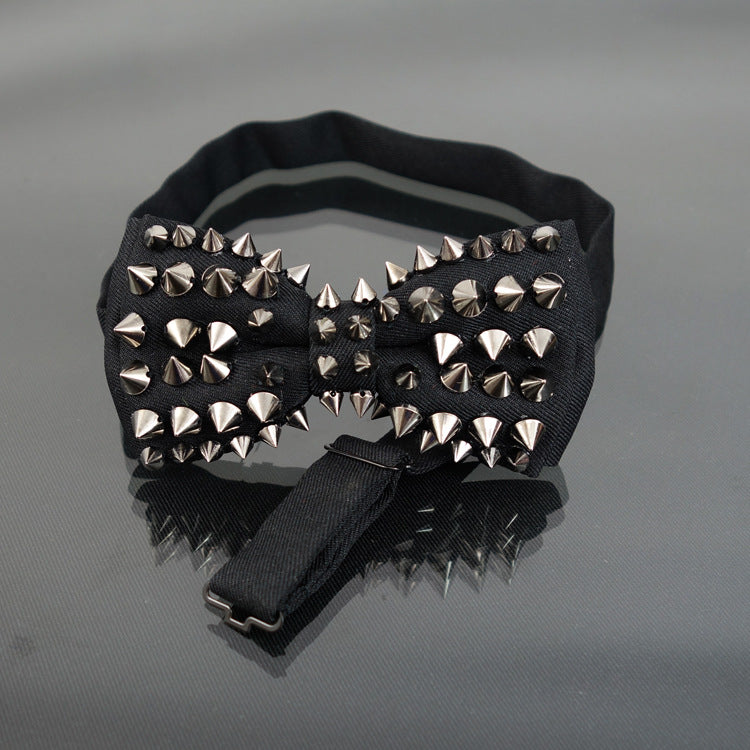 Bow tie for men, business casual, classic black punk bow tie, accessories, bow tie jewelry, metal bow