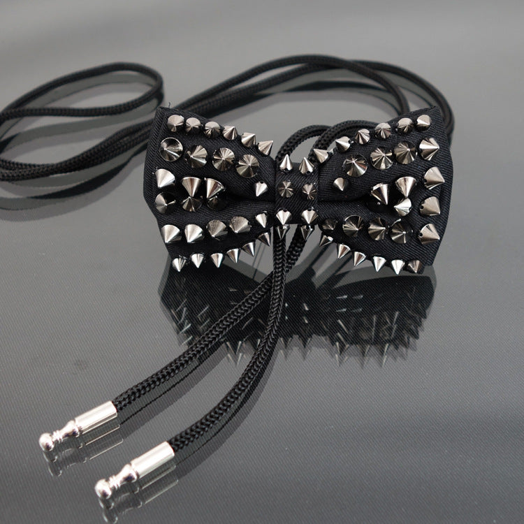 Bow tie for men, business casual, classic black punk bow tie, accessories, bow tie jewelry, metal bow