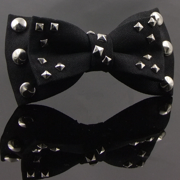 men's bow tie, business casual, classic black punk style bow tie accessories, bow tie jewelry, WJ bow tie