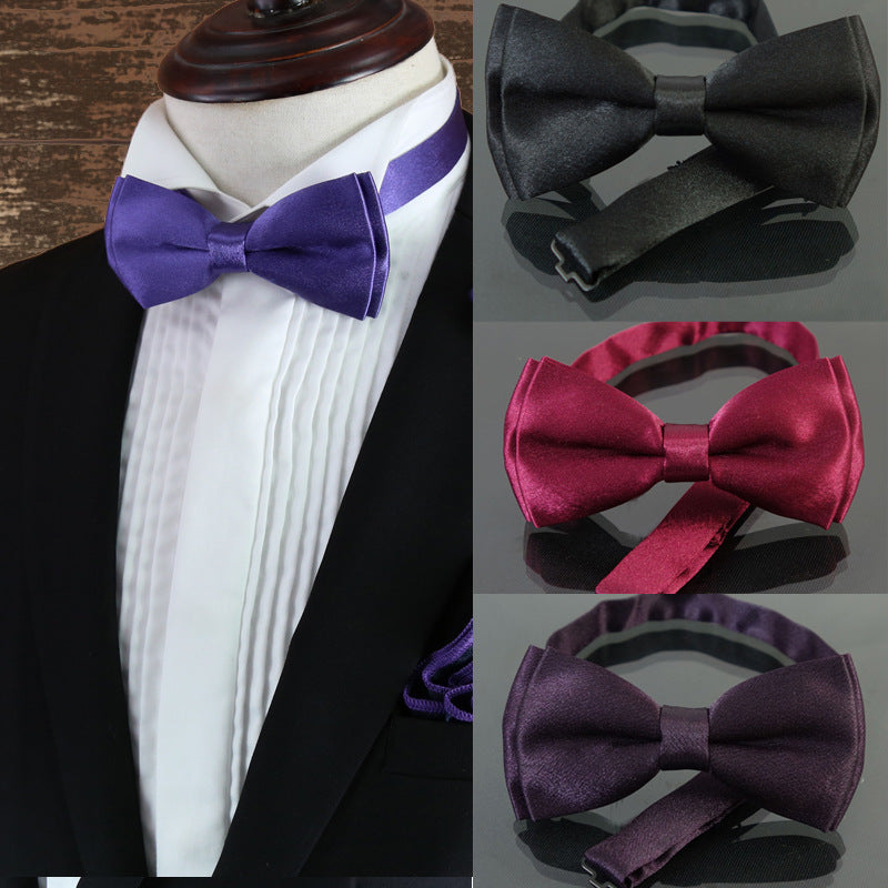 Men's and Women's Bow Tie Black Red Classic Knot Business Casual Bow Tie Solid Color Champagne Men's Bow Tie