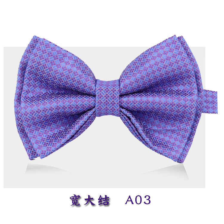 Men's Bow Tie Dark Blue Check Bow Tie Men's and Women's Flower Collar Wedding Groomsman Graduation Student Business Bow Tie